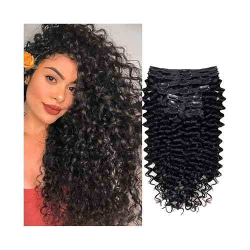 Extensiones de cabello humano rizado brasileño de 24 pulgadas y 120g con clip deep wave