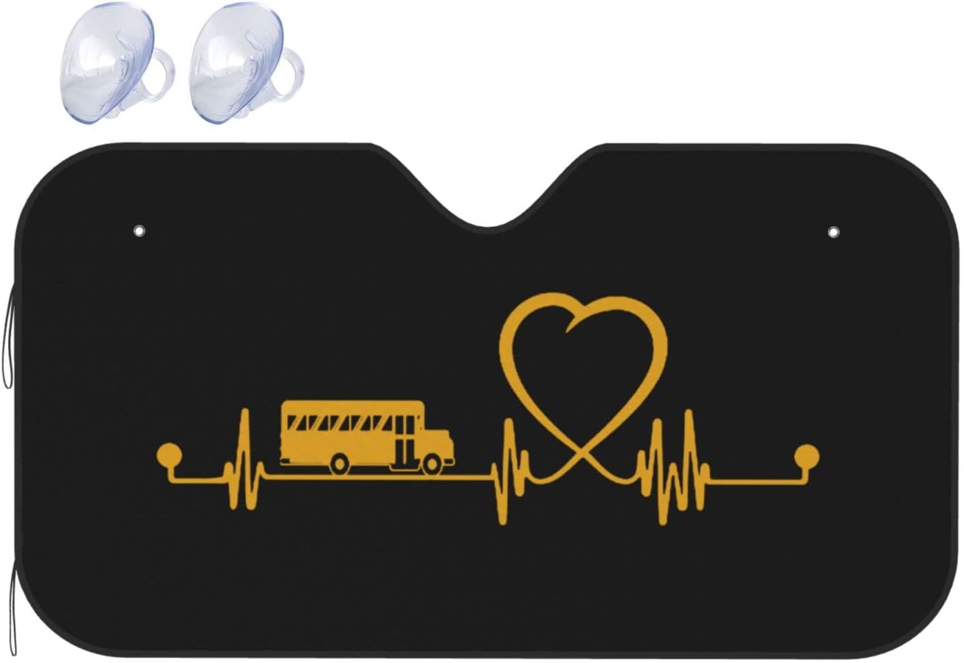 Funny School Bus Driver Love School Bus Heartbeat Windshield Sun Shade Keep Your Vehicle Cool, for SUV Cars Trucks Universal Sun Shade