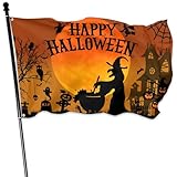 Happy Halloween Flag for Outside 3x5 Ft Halloween Witch Flag Durable Polyester Double Sided Scary Pumpkin Flags for Indoor House Outdoor Yard Holiday Banner Decor