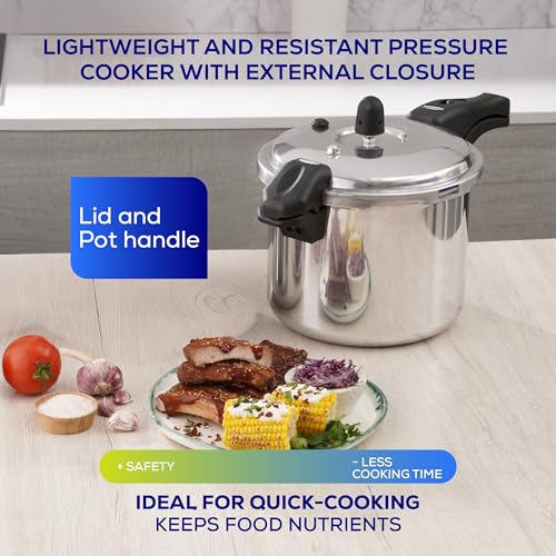 Image of Universal (6.3 Quart / 6 Liter) Olla de Presion, Aluminum Stovetop Pressure Pot with 6 Safety Systems, 7-Serving Family Size, Pressure Cooker made in Colombia, 25-Year Warranty