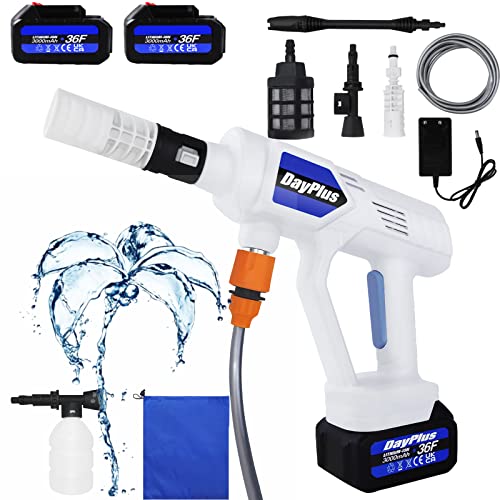 Cordless Pressure Washer Portable 25000rmp Pressure Washer with 2pcs 3000mAh Batteries, Three-Speed, 3.4lbs Lightweight Pressure Washer with Filter Powerful Jet, 8 Accessories