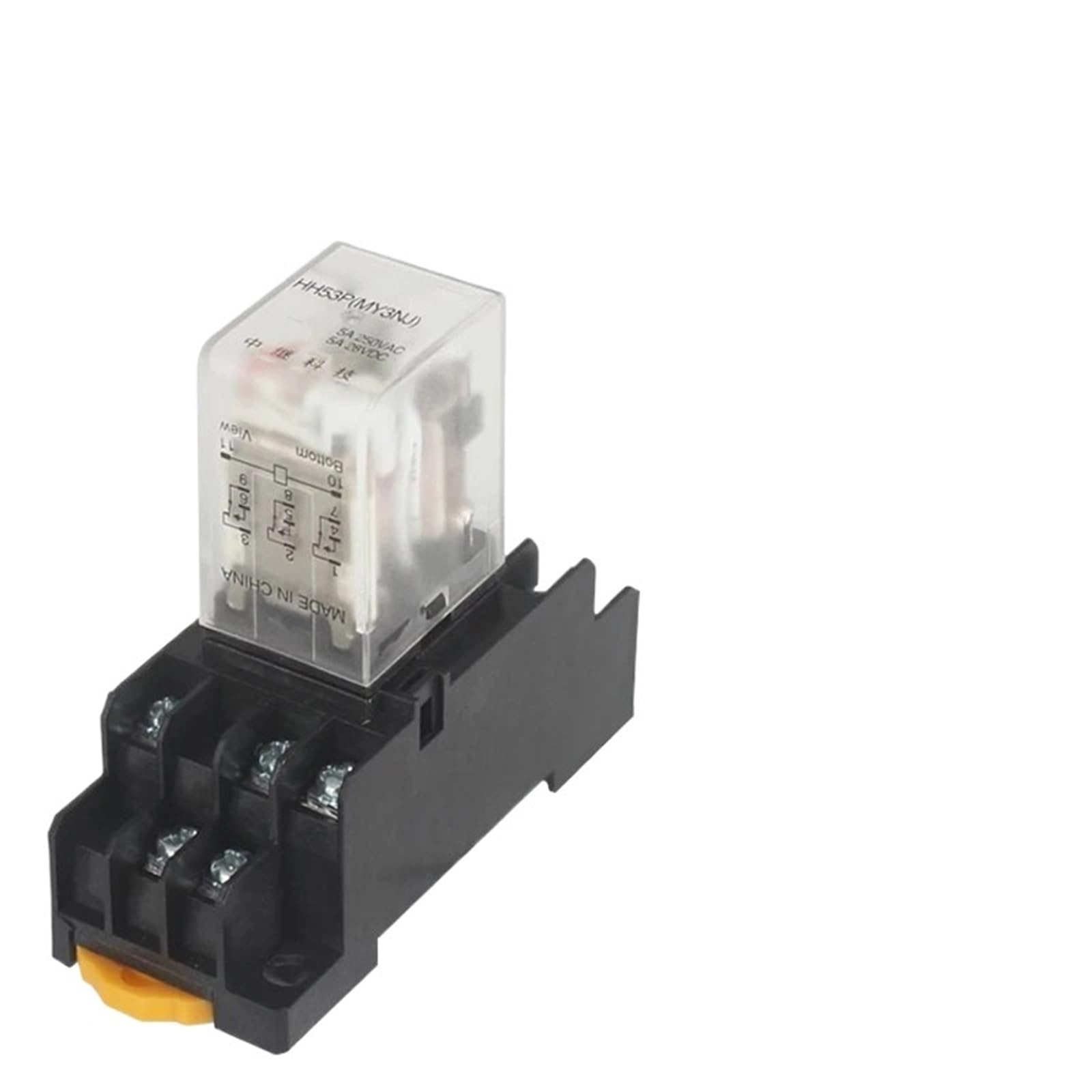 Interruptor de relé intermedio electromagnético Generalel de bobina miniatura de 5 piezas con base PYF08A HH53P LED 12/24/36 V CC 110/220 V CA(AC (5Pcs),12V With Base)