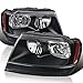 SPEC-D TUNING Black Headlights Compatible with Jeep Grand Cherokee 1999-2004 L+R Pair Head Light Lamp Assembly