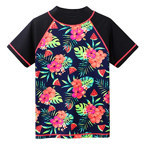 Image of Girls Two Piece Swimsuit Floral UPF 50+ Rash Guard Set Kids Beach Swimwear