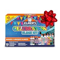 Elmer's Celebration Slime Kit, Complete Slime Supplies with Assorted Magical Liquid Slime Activators and Assorted Liquid Glues, 10 Count - Perfect for Parties, Gift, Activity Time