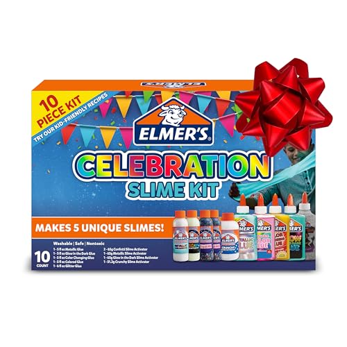 Elmer's Celebration Slime Kit, Complete Slime Supplies with Assorted Magical Liquid Slime...
