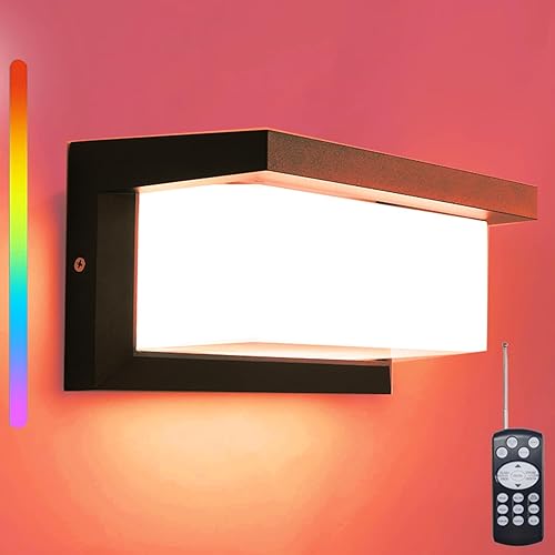 Vista 6 de Lámparas de pared modernas para exteriores, apliques LED de 18 W, lámparas montadas en la pared, luz negra mate de aluminio para casa, IP65