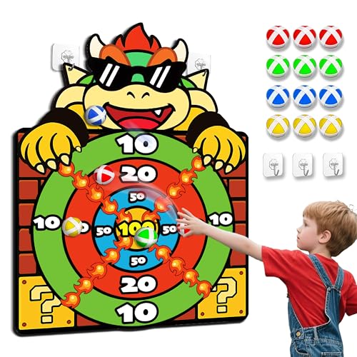 Mario Toys, 65cm Dartboard Games with 12 Sticky Balls, Indoor Outdoor Toss Games for Kids, Bowser Toys, Gifts for Boys Girls ages 3-12, Kids Party Game, Garden Throwing Toys Mario Toys, 65cm Dartboard Games with 12 Sticky Balls, Indoor Outdoor Toss Games for Kids, Bowser Toys, Gifts for Boys Girls ages 3-12, Kids Party Game, Garden Throwing Toys