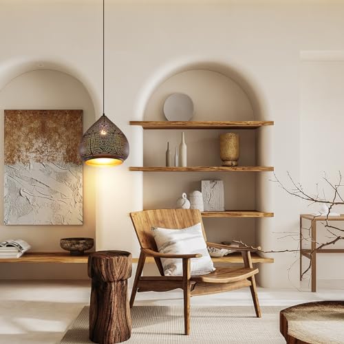 Image of Modern Pendant Lighting Black Metal Hanging Lamp Moroccan Chandelier
