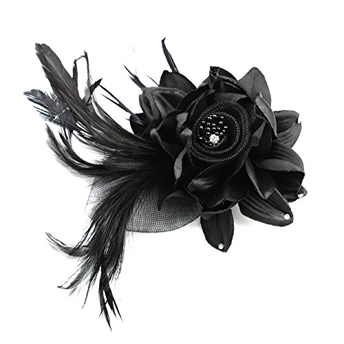 Actlati Fascinator Hat For Women Flower Mesh Feathers Hair Clip Tea Party Wedding Cocktail 20S Flapper Headpiece #TOP4