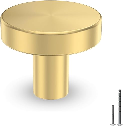 homdiy Paquete de 15 pomos dorados para gabinetes, pomos redondos para cajones de cocina, perilla dorada para armarios, manijas de metal para Negro