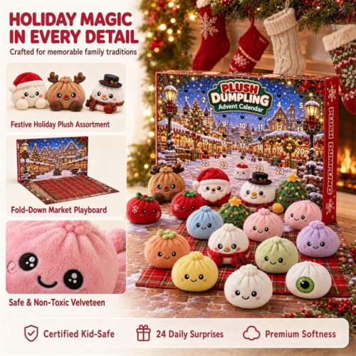 Christmas Plush Dumpling Advent Calendar 2026, 24 Days Countdown Calendar, Festive Holiday Gift Adults - image 9