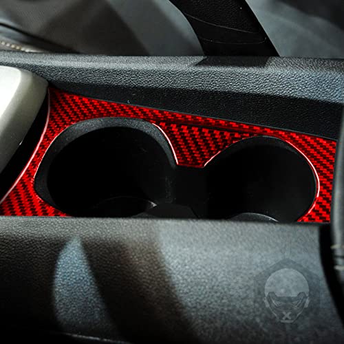 Image of NVCNX Genuine Premium Carbon Fiber Center Console Gear Panel Water Cup Holder Cover Car Interior Dash Trim Accessories for Chevrolet Camaro 2010 2011 2012 2013 2014 2015 3PCS Red
