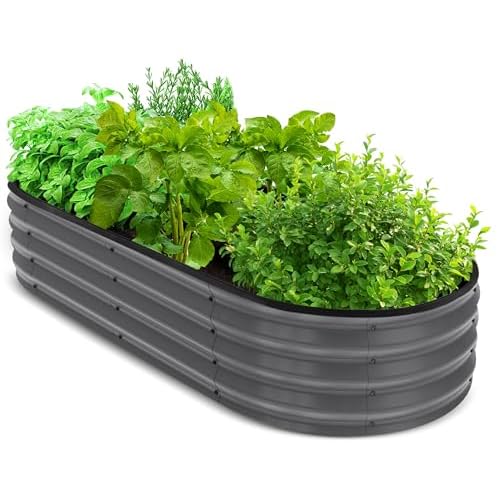 Utopia Home Galvanized Raised Garden Bed Kit 4x2x1ft, Planter Box Raised Garden Beds Outdoor, Easy Assembly Metal Raised Bed for Gardening Vegetables, Fruits, Flowers – Pack of 01 – Dark Grey