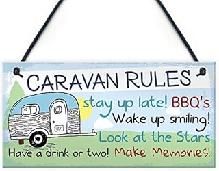 RED OCEAN Caravan Rules Novelty Hanging Plaque Campervan Outdoor Garden BBQ Sign Retirement Friend Gift