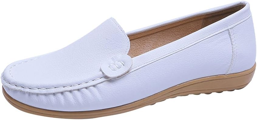 Women Orthopedic Air Cushion Shoes, Womens Casual Slip-On Slip Resistant Breathable Leather Nurse Shoes, Comfortable Orthopedic Work Nursing Shoes, for Medical Workers, Doctors