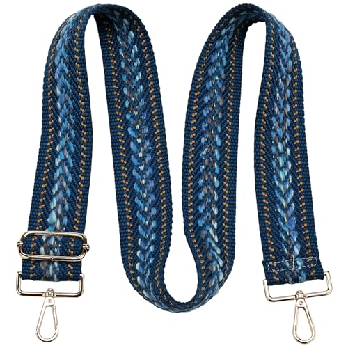 Image of Wide Purse straps Crochet Flower replacement crossbody for Handbag Adjustable Embroidery Knit Guitar Shoulder strap