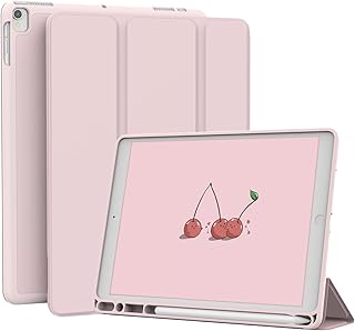 Case for iPad 6th Generation/iPad 5th Generation/iPad 9.7 Inch (2018/2017)/iPad Air 2 & 1 9.7 Inch (2014/2013), Protective Slim Folio Case with Pencil Holder, Trifold Smart Stand Cover - Pink