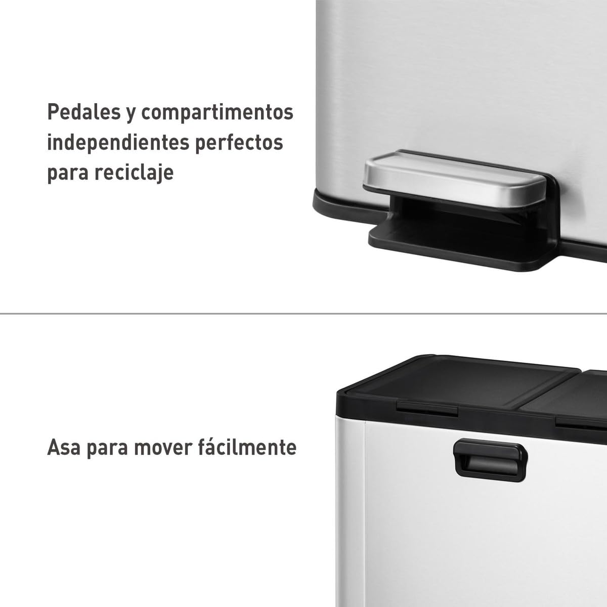 EKO Essential Cubo de Basura Reciclaje Cocina 20 L + 20 L con Pedal