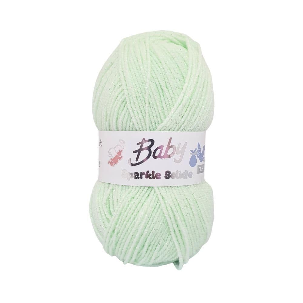 WoolCraft Baby Sparkle Solide DK Knitting & Crochet Yarn, Great Value Yarn Available in Pastel Shades with Added Sparkle, 95% Acrylic & 5% Lurex, 230 Metres, 100g Balls, Pack of 10, Mint — image 1