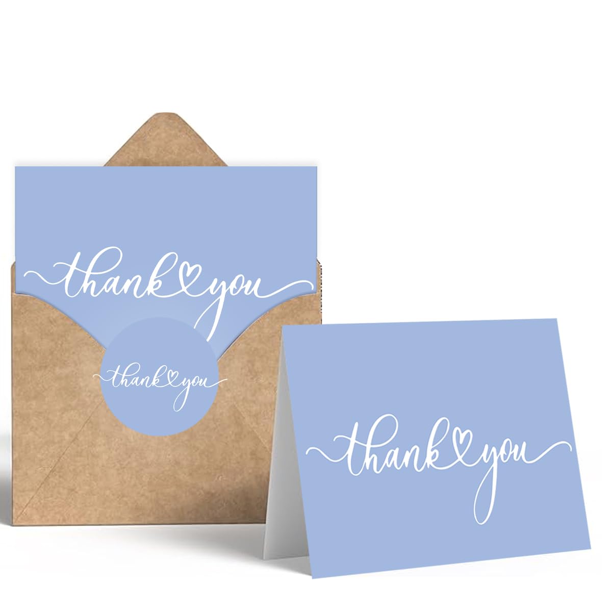 25PCS 350GSM |Thank You Cards with Envelopes and Sealing Stickers, 4×6 Inches Blank Handwritten Cards for Weddings, Baby Showers, Birthdays, Anniversaries,Customer Appreciation(Light Blue D)