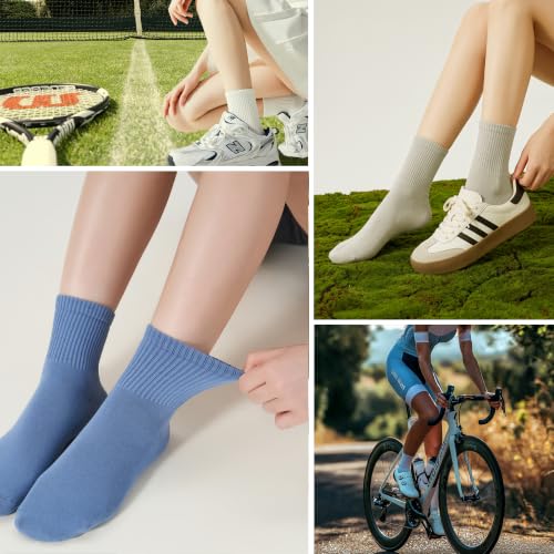 Image of Women's Cotton Quarter Crew Socks | Anti-Pilling,Seamless Toe,Mid-Calf,Ribbed Cuff,Reinforced Heel,Gift Box,Casual Daily Gym Office,Match All Shoes