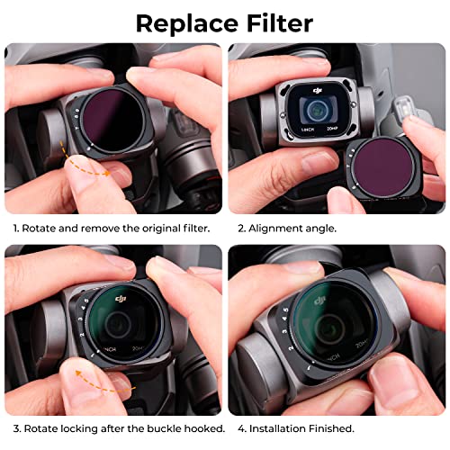 K&F Concept 2-Pack Vnd Filters Kit Compatible With Dji Air 2S, Variable Nd2-32 & Nd64-512 Neutral Density Nd Filters Kit For Dji Air 2S Drone Camera Lens, Agc Optical Glass Filters With Multi-Coating #TOP5