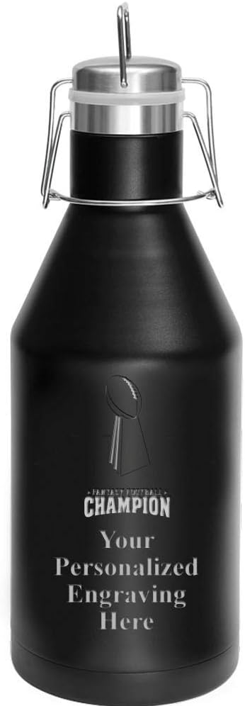 Fantasy Football Stainless Steel Growler, 64 oz Custom Football Growler, Engraving Included Prime
