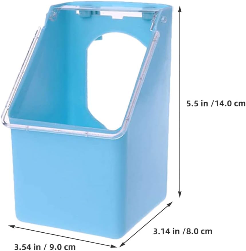 4pcs Hanging Bird Cage Feeders with Buckle Design, Multi-Functional Covered Feeders for Pigeons and Quail, Blue and Yellow Set for Poultry Feeding and Watering