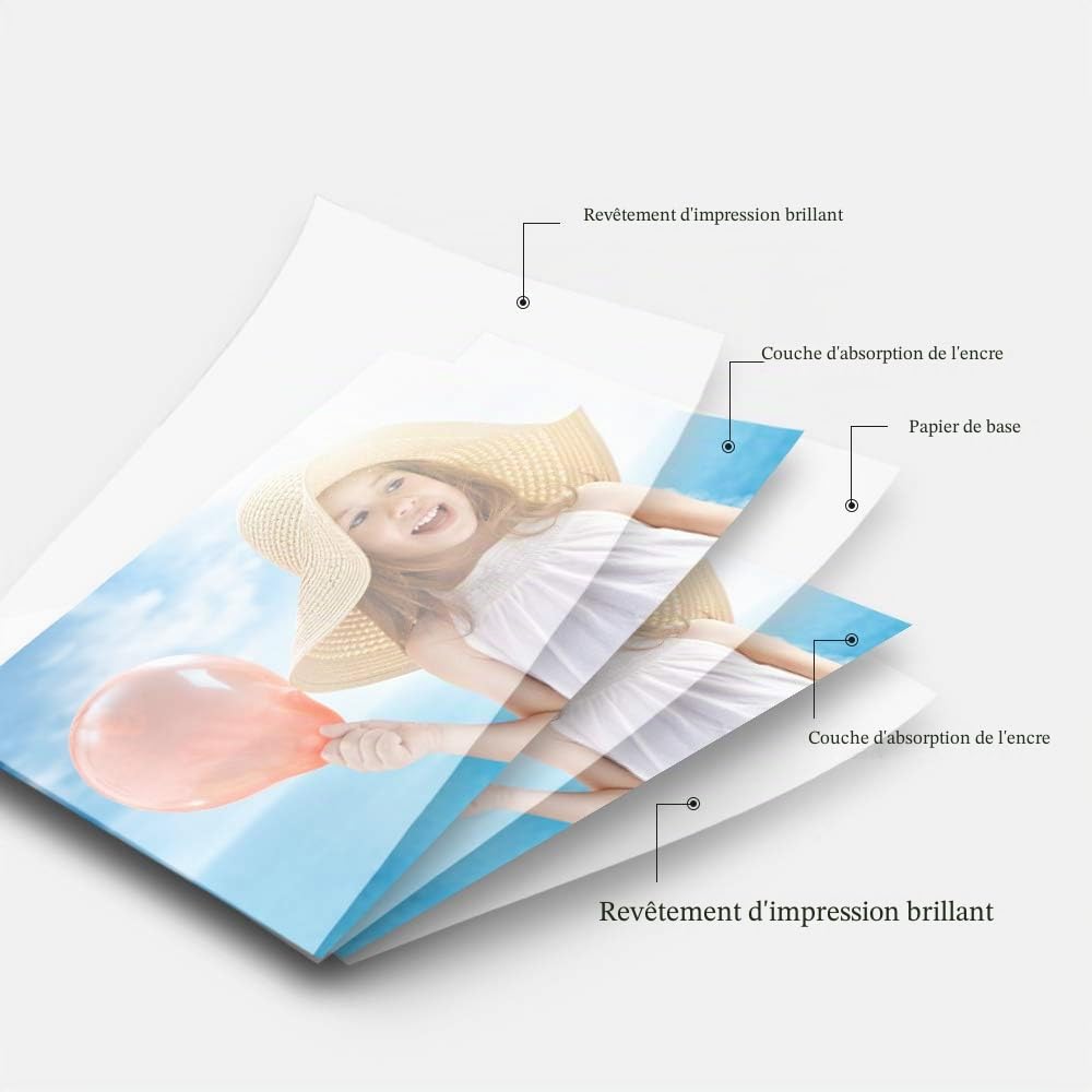 300gsm A3 Papier Photo Double Face Brillant 50 feuilles épais imprimante à Jet d'encre Convient pour l'impression de Photos, Cards, Le menu, Exposition, Annonces.