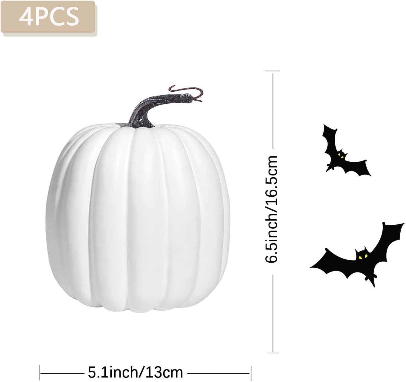 Artmag 6 Inch Large Artificial Pumpkins, 4PCS Big White Faux Foam Harvest Pumpkins for Fall Autumn Thanksgiving Seasonal Holiday Decor
