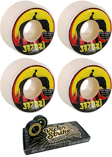 Satori Movement 53mm Elephant Skateboard Wheels - 84b with Viper Strike 8mm Precision ABEC 7 Skateboard Bearings - Bundle of 2 Items