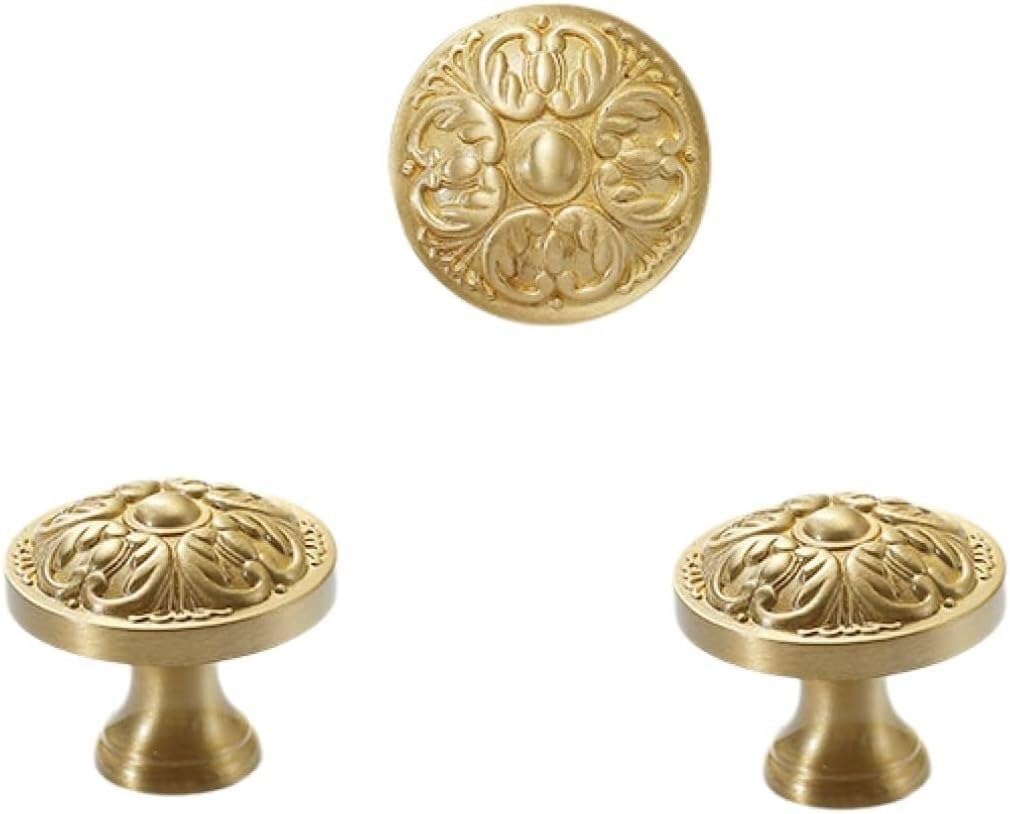 Tnbccxn 8 Copper Color 35*30Mm Cabinet Handles, Cabinet Handles,2 Pcs Fancy Embossed Pure Copper Knob(8 Copper Color 35 * 30Mm)