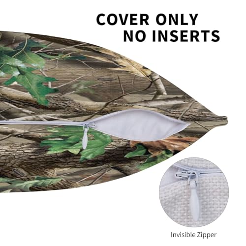 Housse de coussin aspect lin camouflage vert pour déco salon chalet