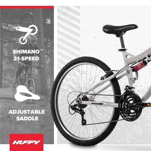 Image of Huffy Stone Mountain Bike for Men and Women, 20 inch /24 inch /26 inch, 6-Speed (20 inch) or 21-Speed, Front or Dual Suspension (Varies), Multiple Colors, Adjustable Saddle, Shimano Equipped, All-Terrain Tires