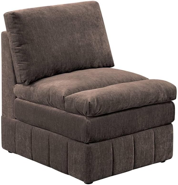 Contemporary 6pc Set Modular Sectional Set 2X One Arm Chair/Wedge 2X Armless Chairs 2X Ottomans Mink Morgan Fabric Plush Living Room Furniture