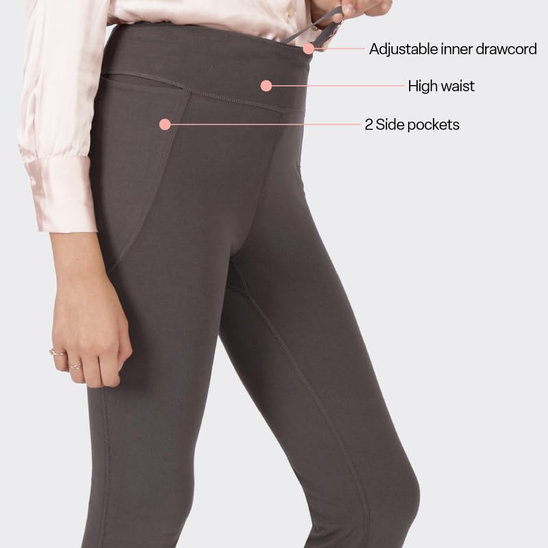 Image of Blissclub AM:PM Cotton Flare Pants for Women Above 5'5 ft Tall | Wide Waistband, 4 Pockets | Bell Bottom Pants and high Waist Trousers for Office wear