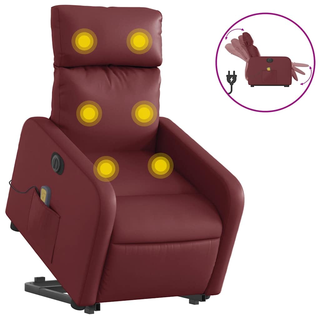Sillón elevador eléctrico reclinable con masaje por vibración, 6 puntos de masaje, función de elevación e inclinación de 135°, estructura estable de madera y metal,