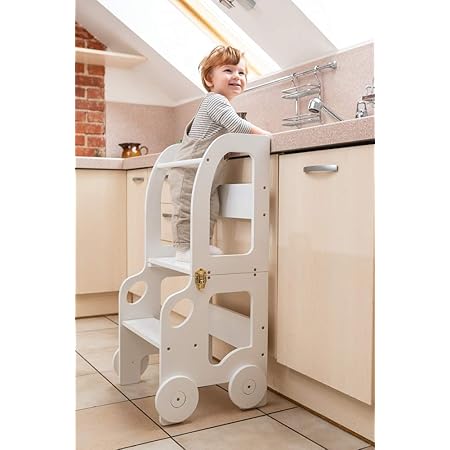 Montessori Learning Tower Desk And Stool Amazon De Home Kitchen