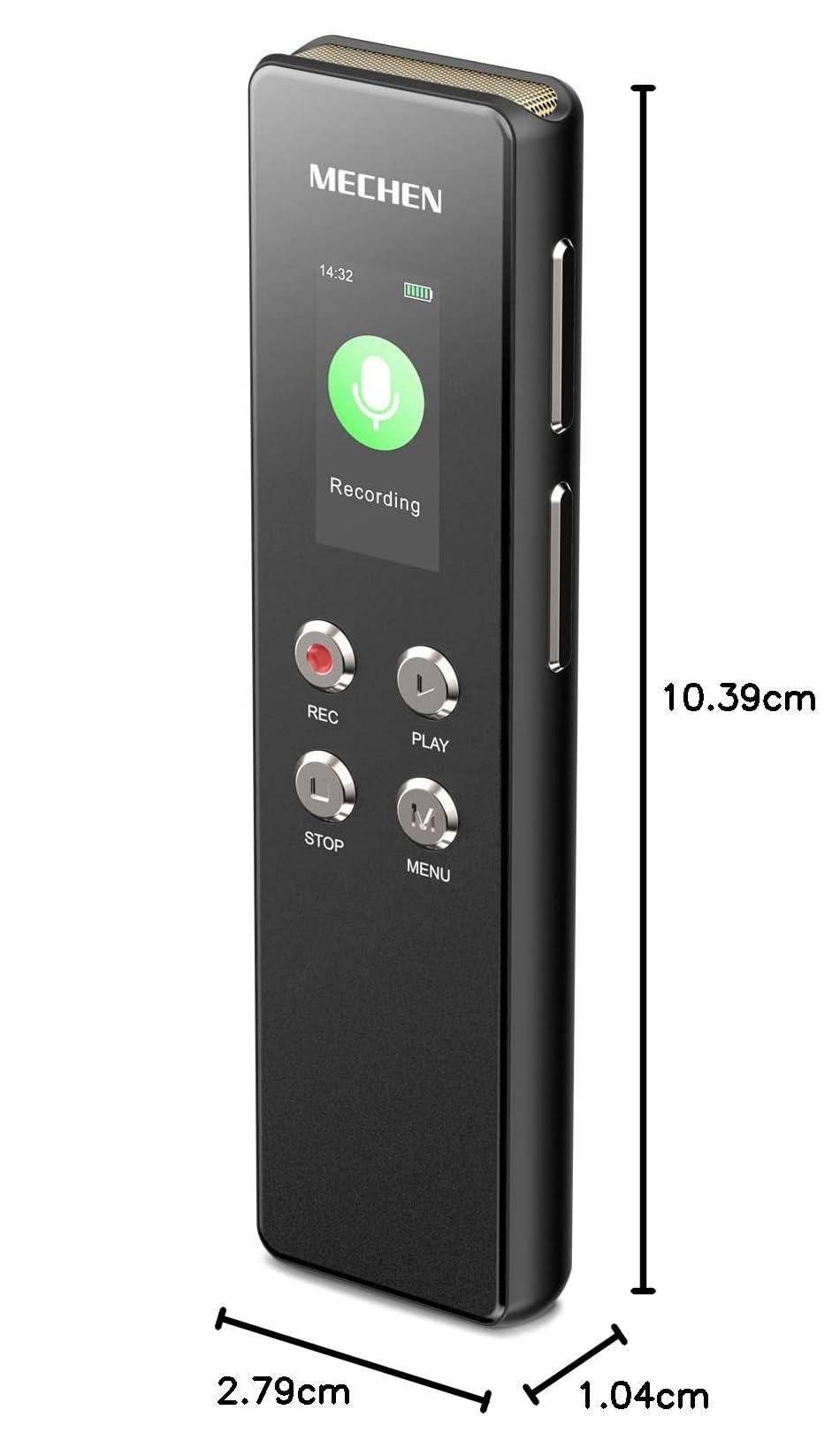MECHEN V01 - Grabadora de Voz de 128 GB, Grabación con un Solo Toque, Protección con Contraseña, Reducción Automática del Ruido, para Entrevistas, Clases, Reuniones (128, GB)