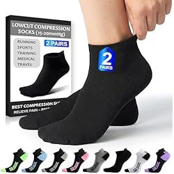 SB SOX 2-Pair Compression Socks for Men and Women (15-20mmHg) – Low Cut Running Athletic Socks for All-Day Wear
