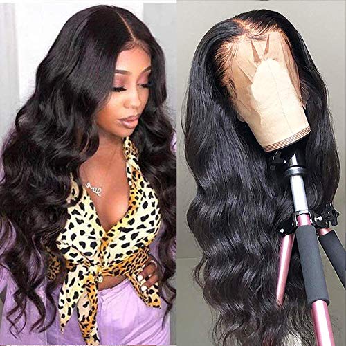 Dosacia Body Wave Lace Front Wigs Human Hair 13x4x1 T-Part Lace Frontal Wigs Brazilian Virgin Human Hair Wigs for Black Women Pre Plucked with Baby Hair 150% Density Natural Color(24inch)