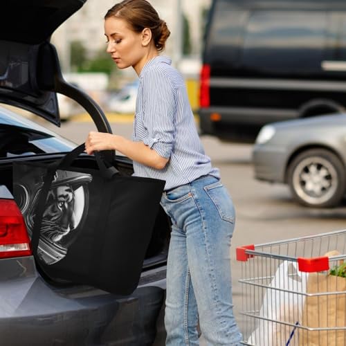 Cool Big Cat Astronaut Large Insulated Tote Bag for Grocery Shopping Reusable Tote Bags for Women Men, Cooler Bag with Zippered Top & Handles for Beach Picnic Travel4