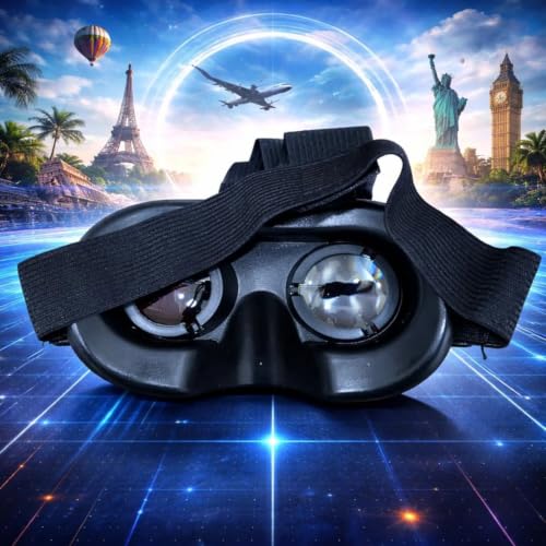 Image of Mini 3D Virtual Reality Headset for Smartphones, Adjustable VR Glasses Compatible with Android & iOS Mobile, Lightweight with Adjustable Head Strap, Black, 1 Piece