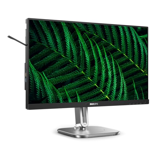 Philips 24B2G5200 - Monitor Full HD de 24 Pulgadas, Ajustable en Altura, Altavoces, Adaptive Sync (1920x1080, 75 Hz, 1x D-Sub, 1x HDMI 1.4, 1x DisplayPort 1.2, USB Hub) Oscuro/Gris