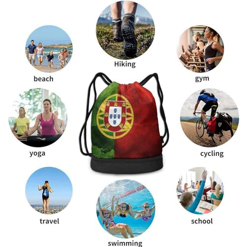 Drawstring Bag Theft Proof Lightweight Beam Backpack, Gym Gymsack - Flag of Portugal Waterproof Backpack Soccer Basketball Bag4