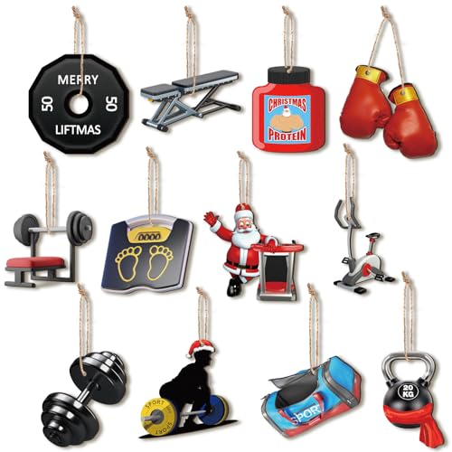 Wooden Dumbbell Christmas Ornaments Set