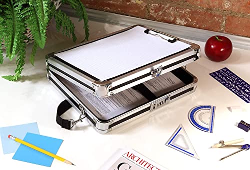 Vaultz Locking Clipboard with Storage - Heavy Duty Metal Clip Board Box Holds 8.5" x 11" Letter-Size Paper or Tablet Device - Combination Lock, Black - Thumbnail 3