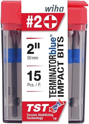 Wiha TerminatorBlue Impact Bit Phillips #2-2 pulgadas - Paquete de 15