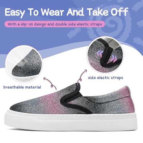 Toddler Sneakers for Girls Boys Low Top Slip On Kids Canvas Casual Shoes Comfortable Walking Sequins Glitter Shoes2